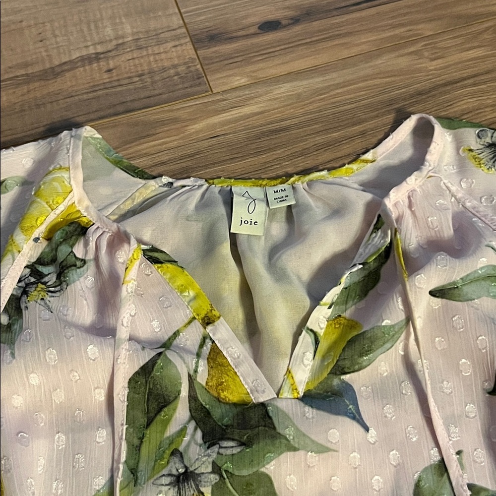 Joie Lemon Print Blouse with Green Leaves - Picture 3 of 7